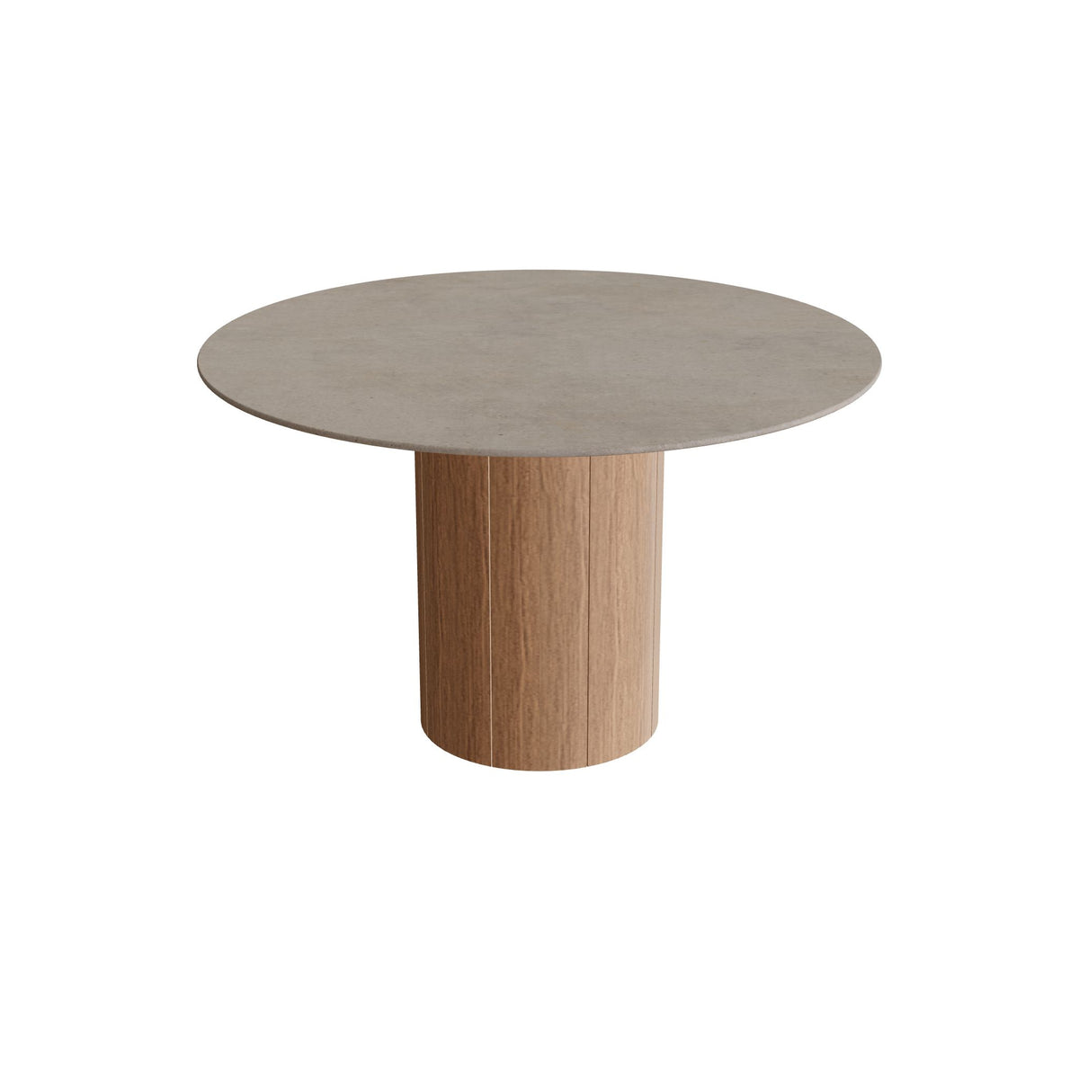 Royal Botania Regaliz Tisch rund 120 cm, Esstisch, Fuß Teak, Keramik graubraun (Terra Sabbia)