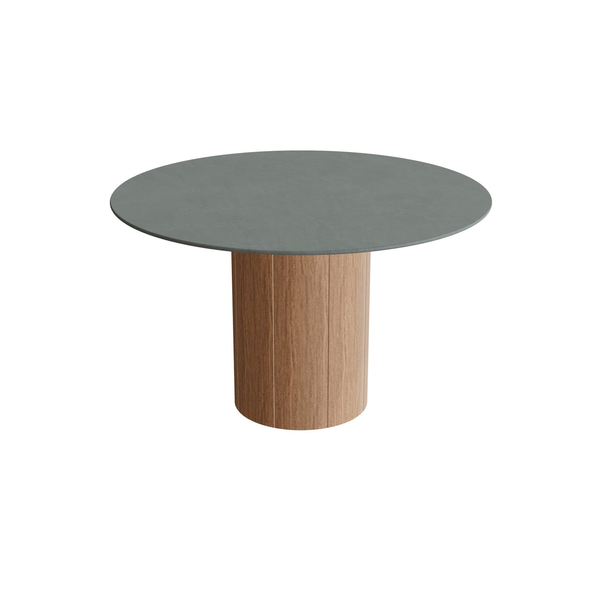 Royal Botania Regaliz Tisch rund 120 cm, Esstisch, Fuß Teak, Keramik steingrün (Verdezza Amazon)