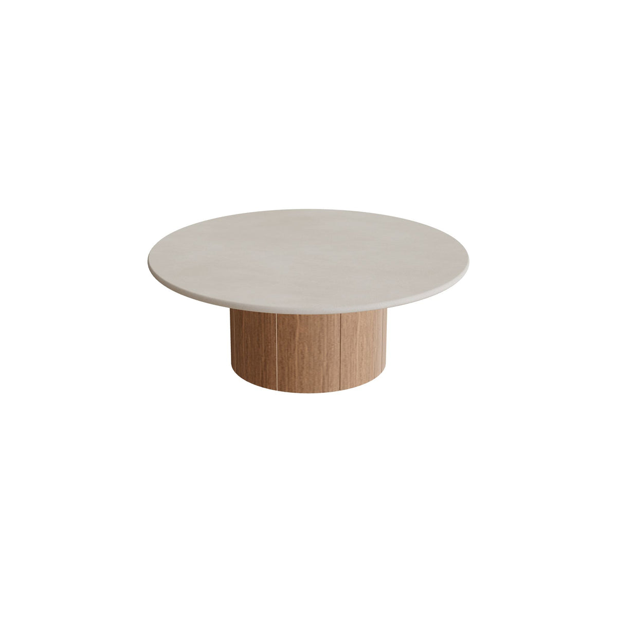 Royal Botania Regaliz Tisch rund 90 cm, Loungetisch, Fuß Teak, Keramik zementgrau (Cemento Luminoso)