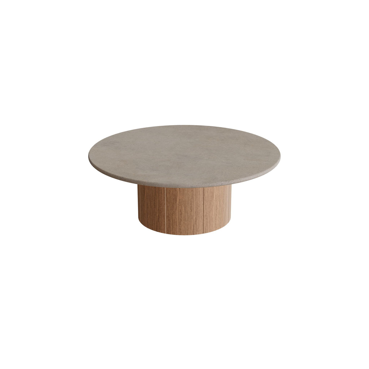 Royal Botania Regaliz Tisch rund 90 cm, Loungetisch, Fuß Teak, Keramik graubraun (Terra Sabbia)