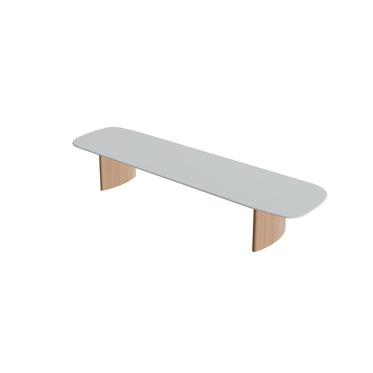 Royal Botania Regaliz Segmenttisch 490 x 130 cm, Esstisch, Fuß Teak, Lavastein emailliert pearl
