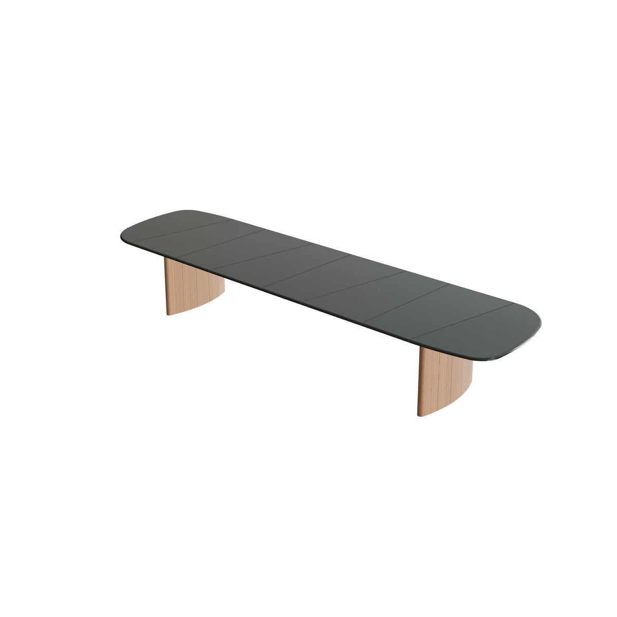 Royal Botania Regaliz Segmenttisch 490 x 130 cm, Esstisch, Fuß Teak, Lavastein emailliert slate