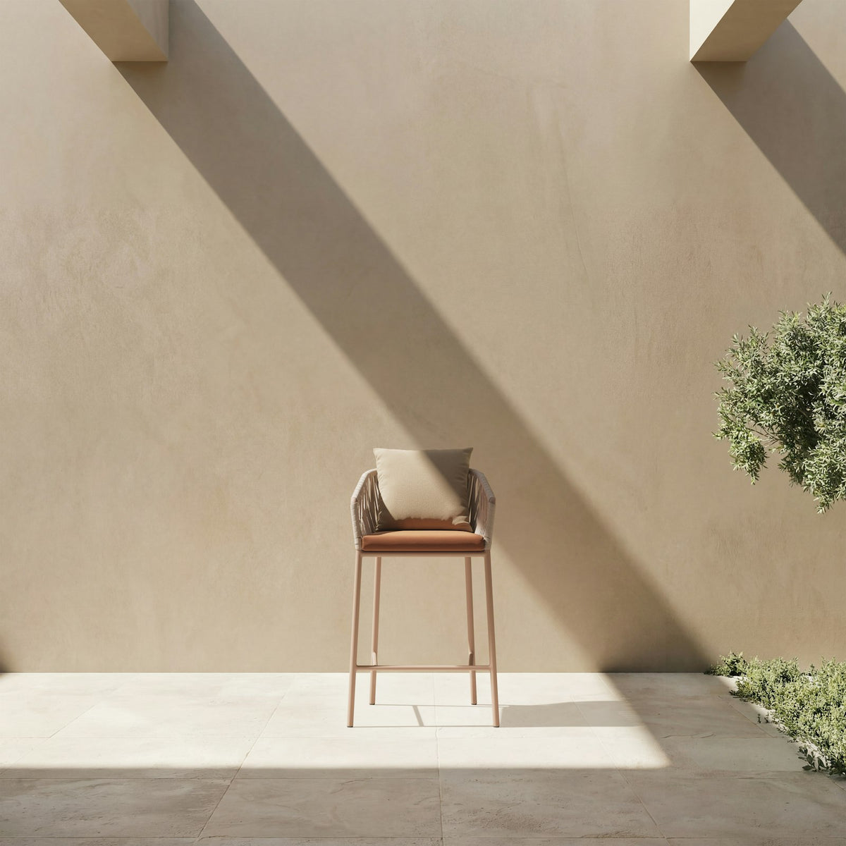 Kettal Bitta Barhocker Bela Rope – Frontansicht