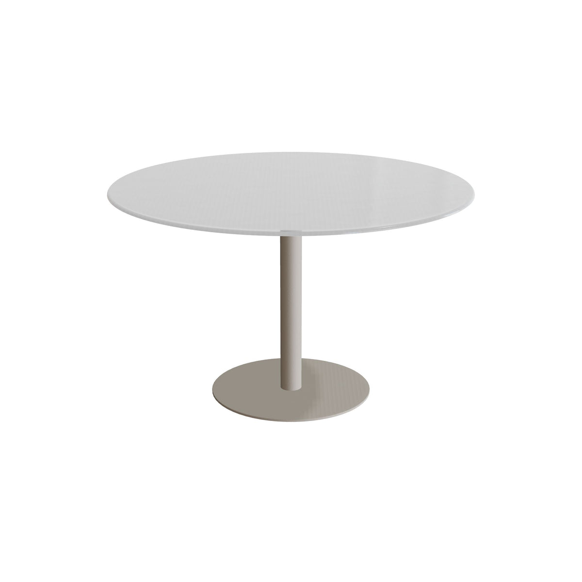 Royal Botania Butler Esstisch 120 cm rund, Gestell pebble, Glas Ondula pebble