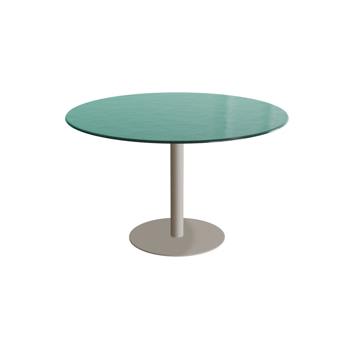 Royal Botania Butler Esstisch 120 cm rund, Gestell pebble, Glas Ondula verde