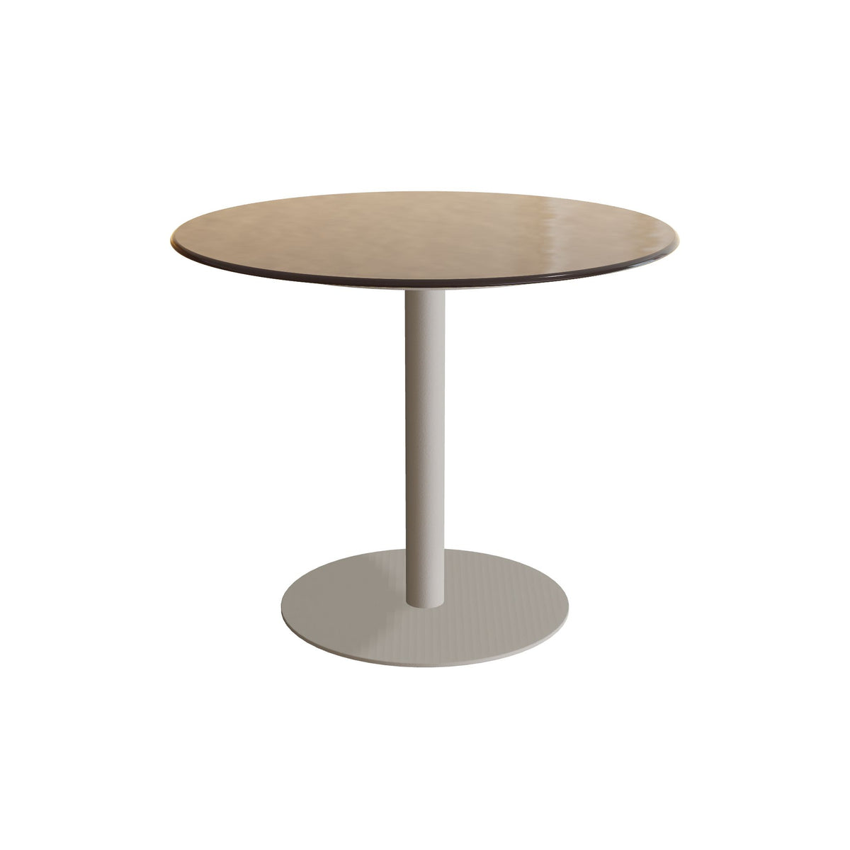 Royal Botania Butler Esstisch 90 cm rund, Gestell pebble, Glas Ondula bronzo