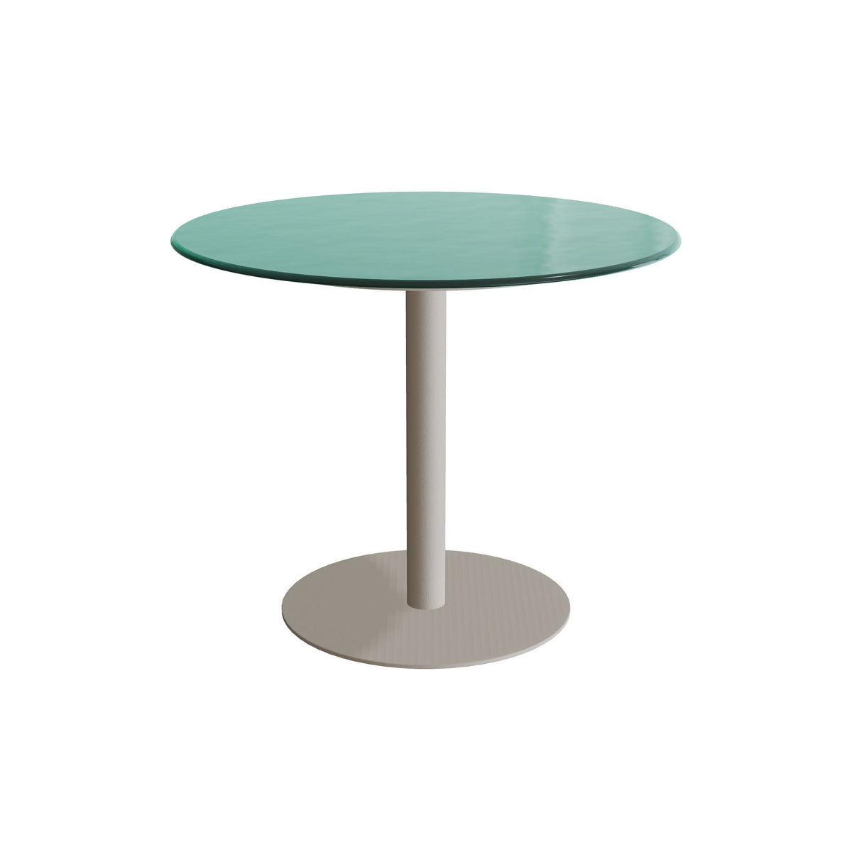 Royal Botania Butler Esstisch 90 cm rund, Gestell pebble, Glas Ondula verde