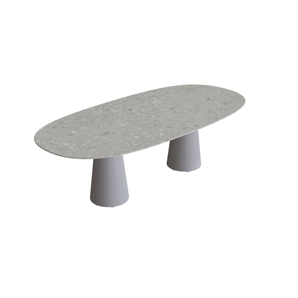 Royal Botania Conix Tisch Super-Ellipse 250 x 120 cm, Esstisch, Sockel zementgrau (cement grey), Keramik grau gemustert (Ceppo Dolomitica)
