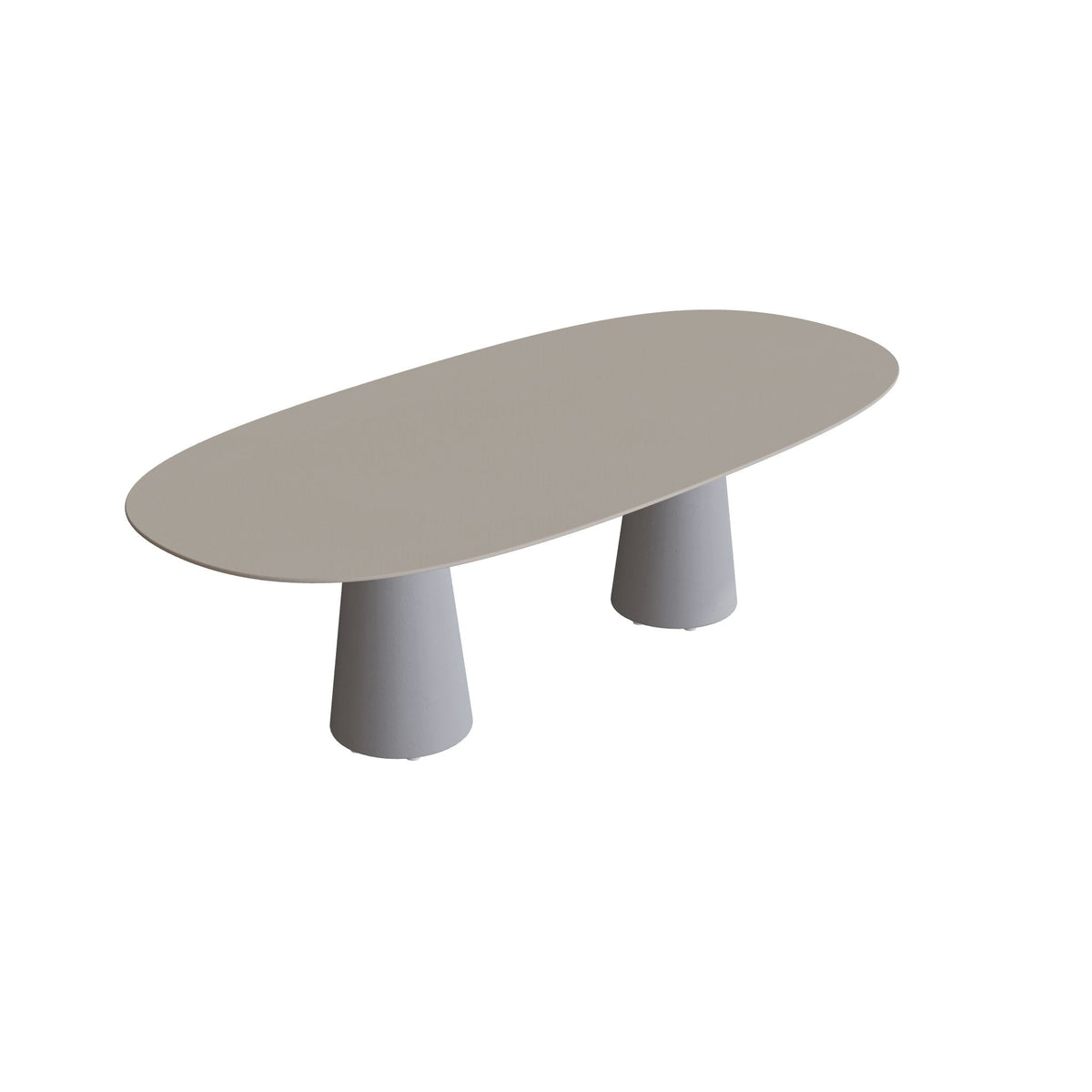 Royal Botania Conix Tisch Super-Ellipse 250 x 120 cm, Esstisch, Sockel zementgrau (cement grey), Keramik perlgrau (Pearl Grey)