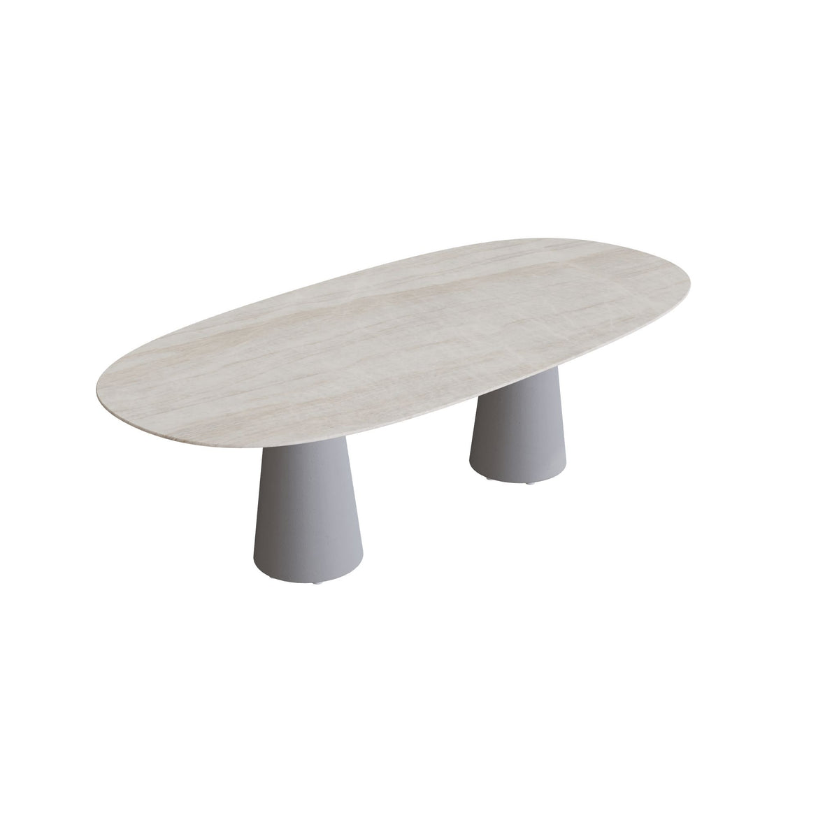 Royal Botania Conix Tisch Super-Ellipse 250 x 120 cm, Esstisch, Sockel zementgrau (cement grey), Keramik grau-braun geädert (Strato Quartz)