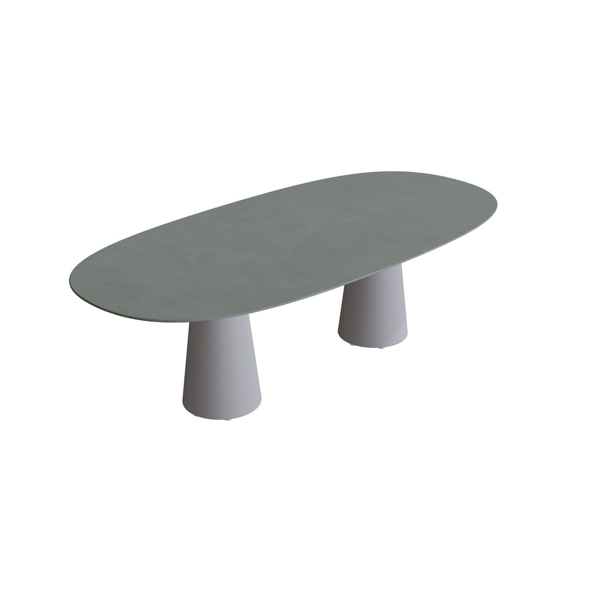 Royal Botania Conix Tisch Super-Ellipse 250 x 120 cm, Esstisch, Sockel zementgrau (cement grey), Keramik steingrün (Verdezza Amazon)