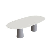 Royal Botania Conix Tisch Super-Ellipse 250 x 120 cm, Esstisch, Sockel zementgrau (cement grey), Keramik weiß (white)