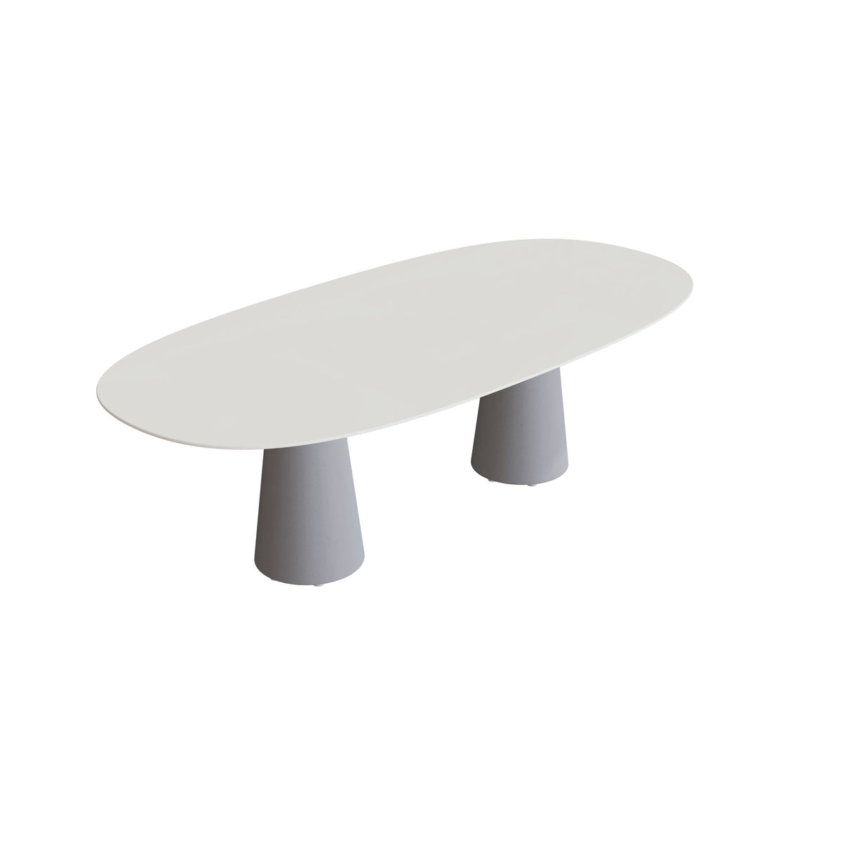 Royal Botania Conix Tisch Super-Ellipse 250 x 120 cm, Esstisch, Sockel zementgrau (cement grey), Keramik weiß (white)