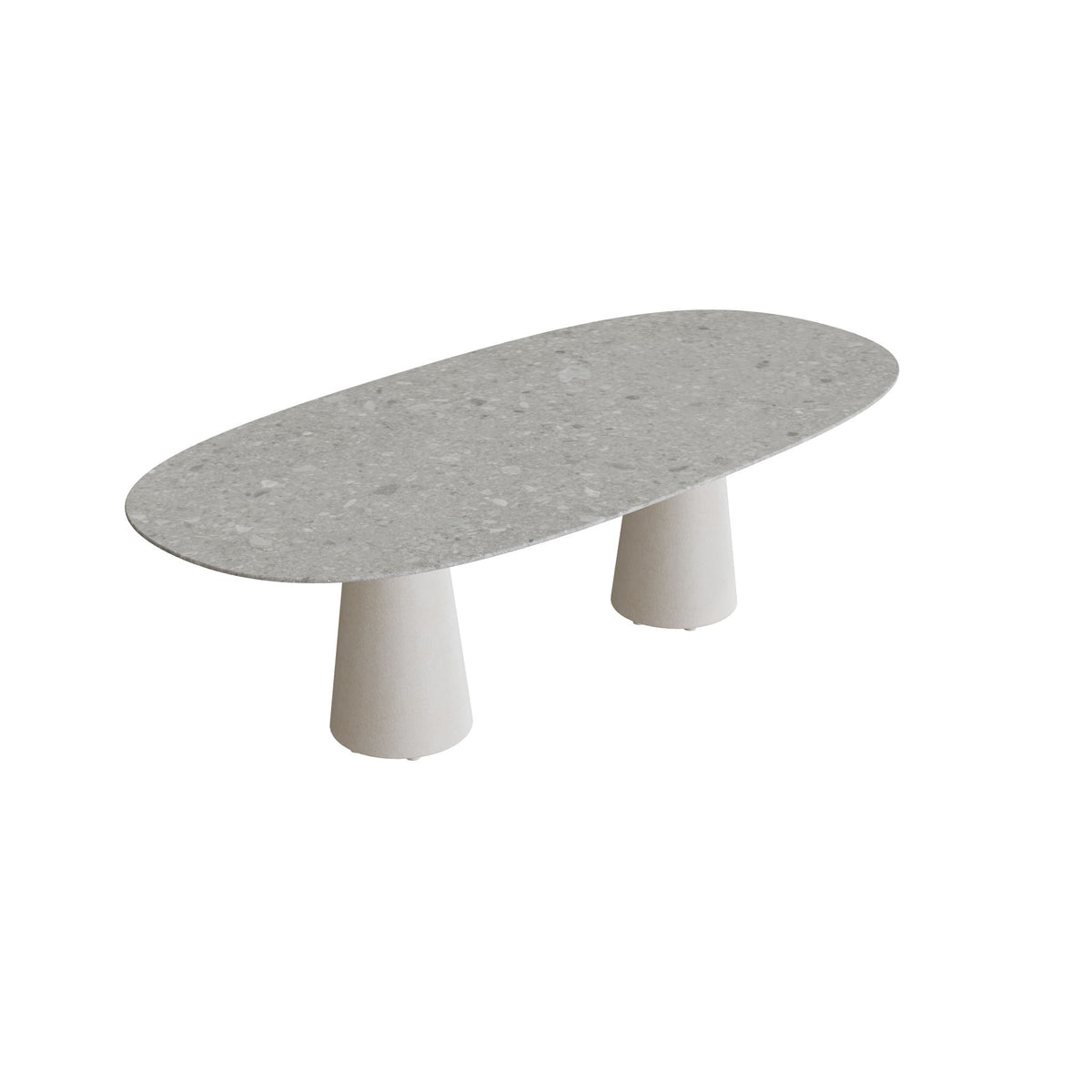 Royal Botania Conix Tisch Super-Ellipse 250 x 120 cm, Esstisch, Sockel sand (desert), Keramik grau gemustert (Ceppo Dolomitica)
