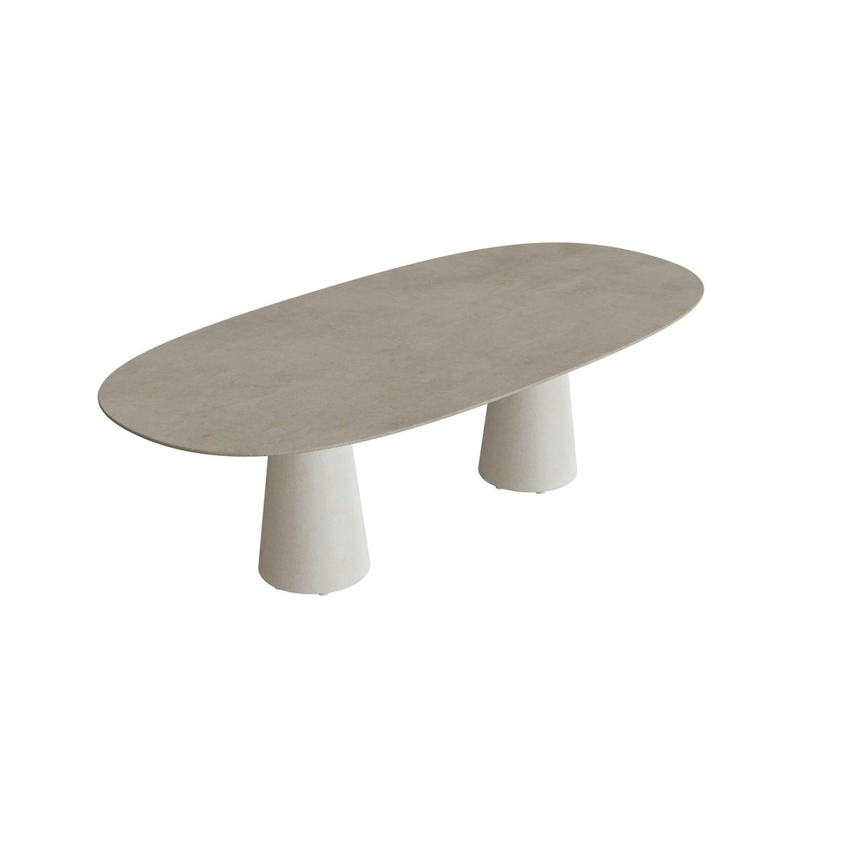 Royal Botania Conix Tisch Super-Ellipse 250 x 120 cm – Esstisch, H 75 cm · Sockel sand (desert) · Keramik graubraun (Terra Sabbia)