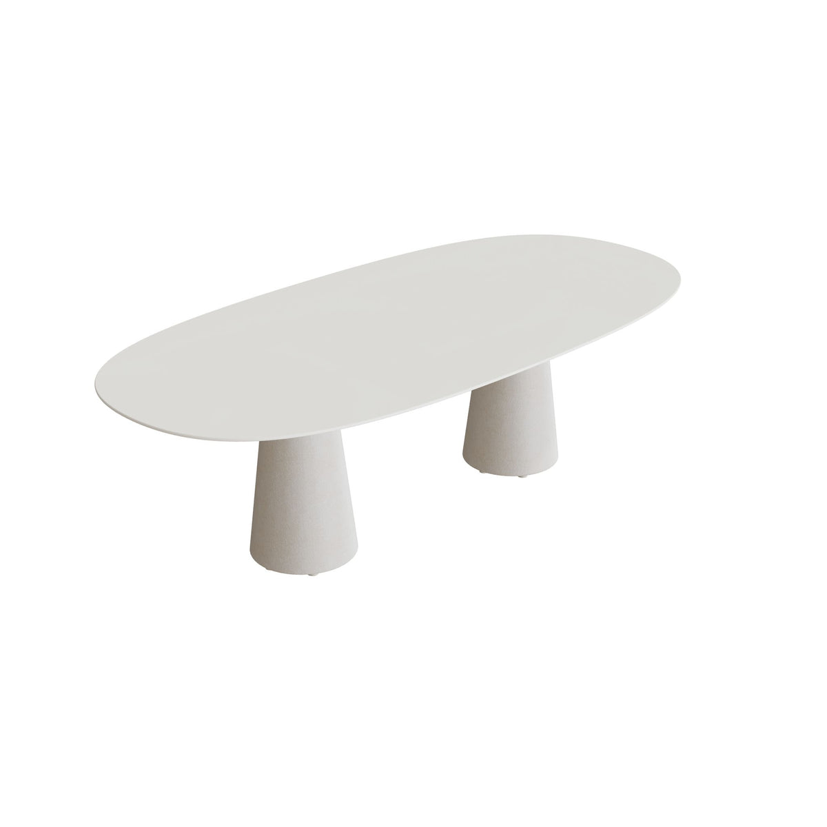 Royal Botania Conix Tisch Super-Ellipse 250 x 120 cm, Esstisch, Sockel sand (desert), Keramik weiß (white)