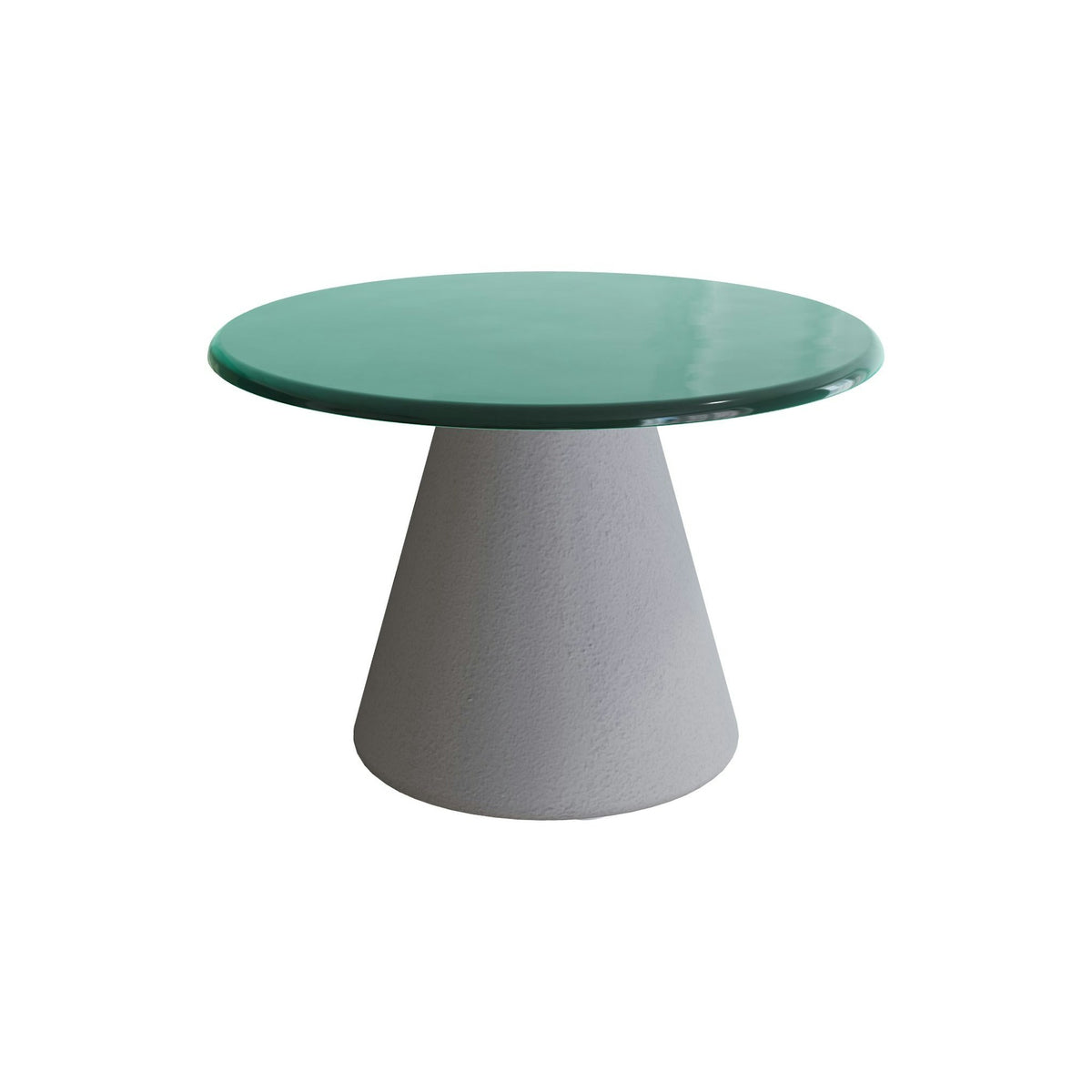 Royal Botania Conix Beistelltisch 40 cm – Sockel zementgrau (cement grey) · Glas Ondula verde