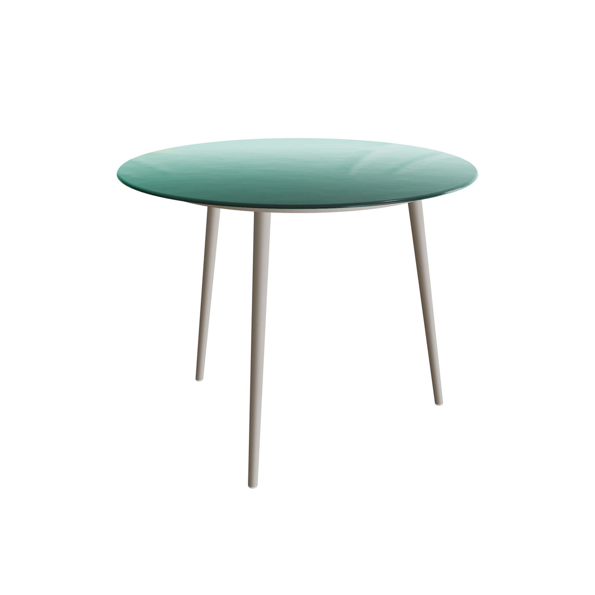 Royal Botania Styletto Thekentisch rund 120 cm, Alu pebble, Glas Ondula verde