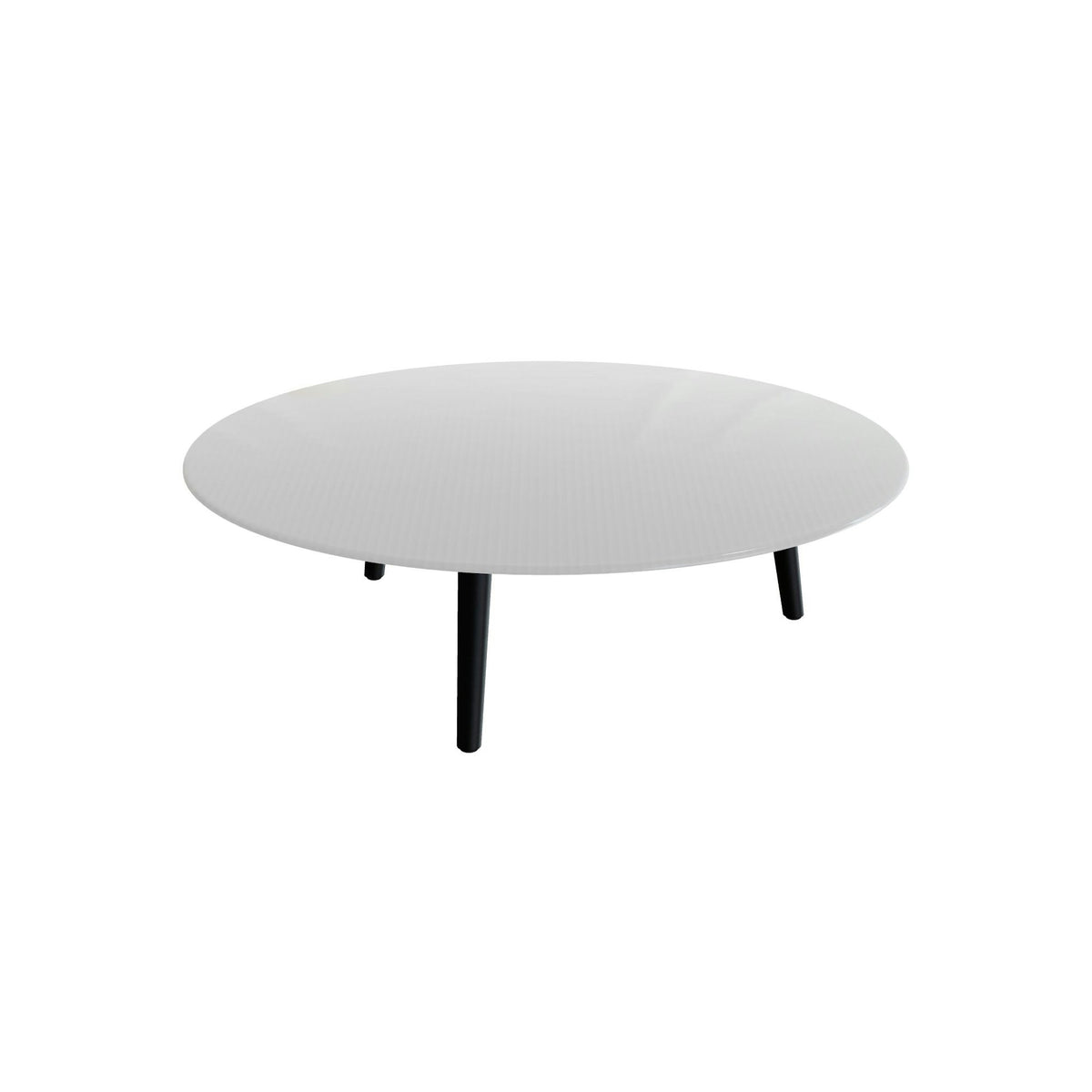 Royal Botania Styletto Loungetisch niedrig rund 120 cm – Alu anthrazit · Glas Ondula pebble