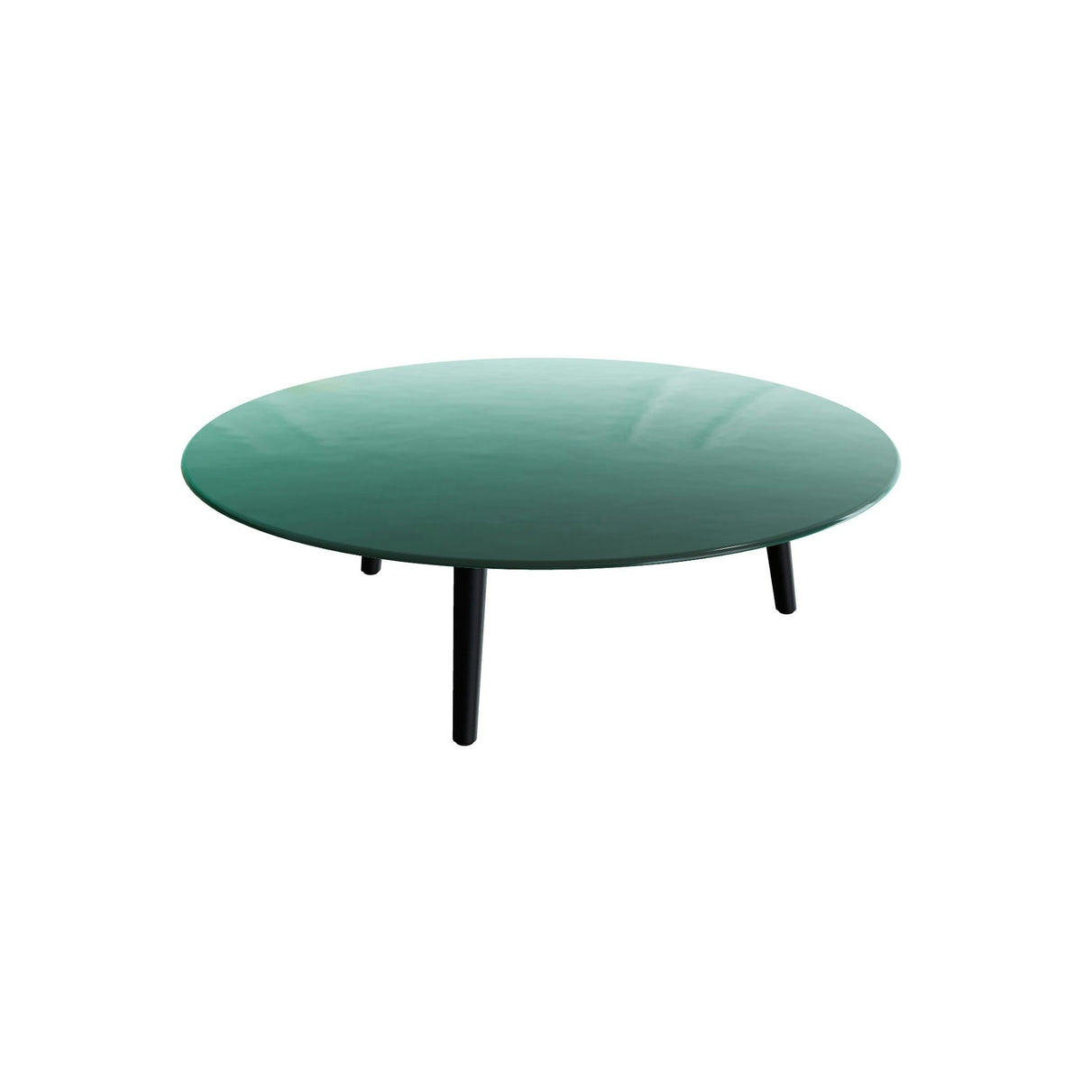Royal Botania Styletto Loungetisch niedrig rund 120 cm – Alu anthrazit · Glas Ondula verde