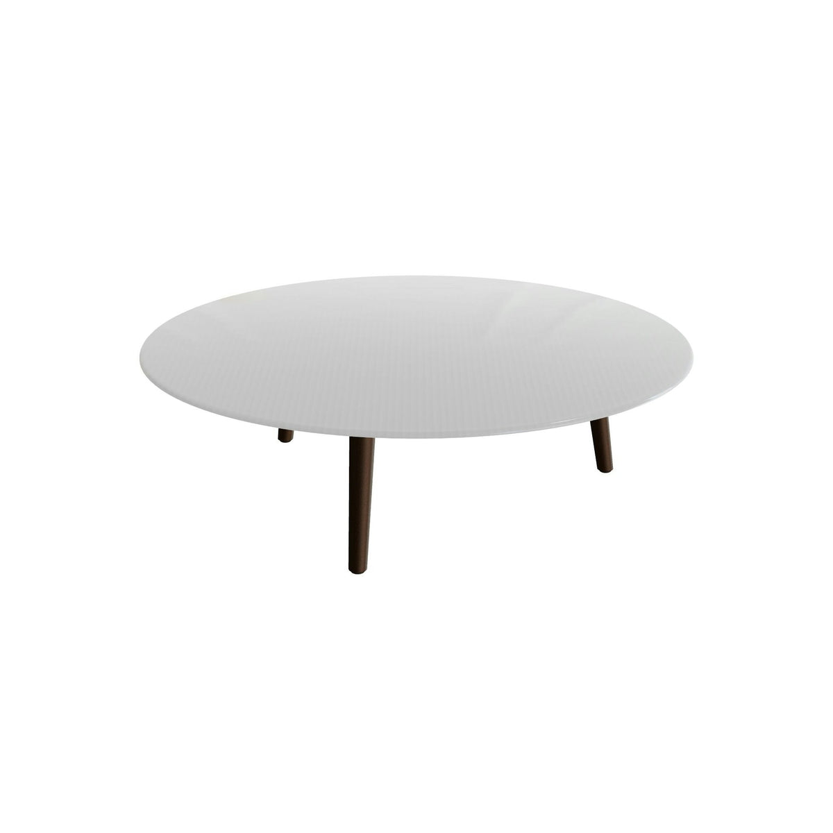 Royal Botania Styletto Loungetisch niedrig rund 120 cm – Alu bronze · Glas Ondula pebble