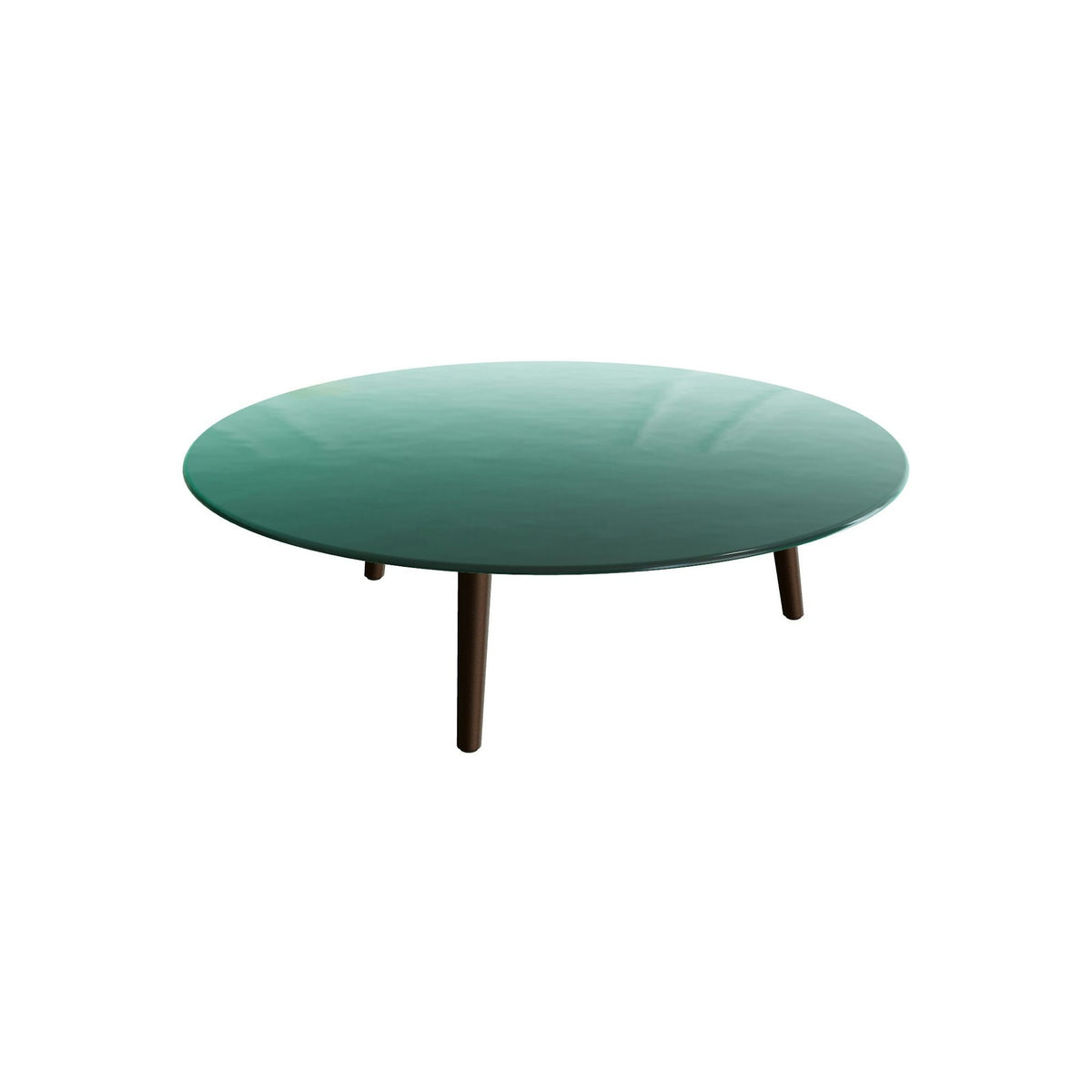Royal Botania Styletto Loungetisch niedrig rund 120 cm – Alu bronze · Glas Ondula verde
