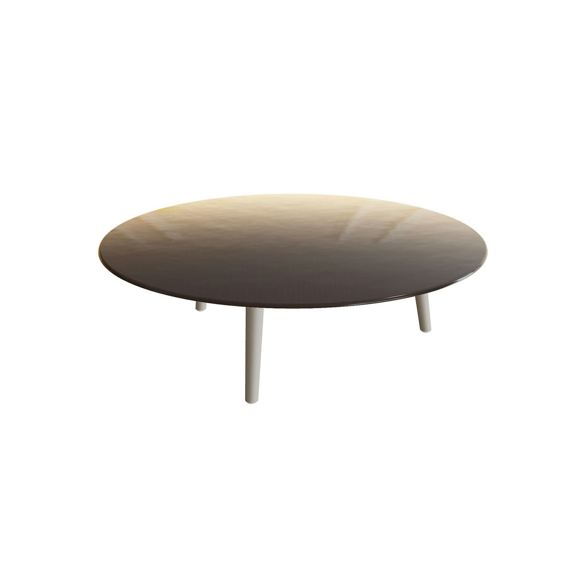 Royal Botania Styletto Loungetisch niedrig rund 120 cm – Alu pebble · Glas Ondula bronzo