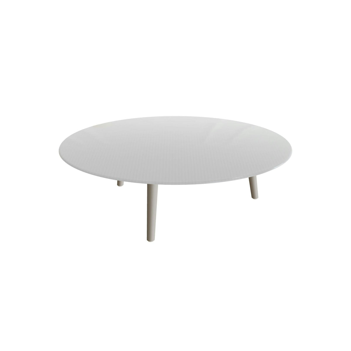 Royal Botania Styletto Loungetisch niedrig rund 120 cm – Alu pebble · Glas Ondula pebble