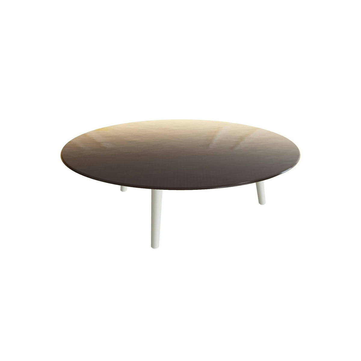 Royal Botania Styletto Loungetisch niedrig rund 120 cm – Alu weiß · Glas Ondula bronzo