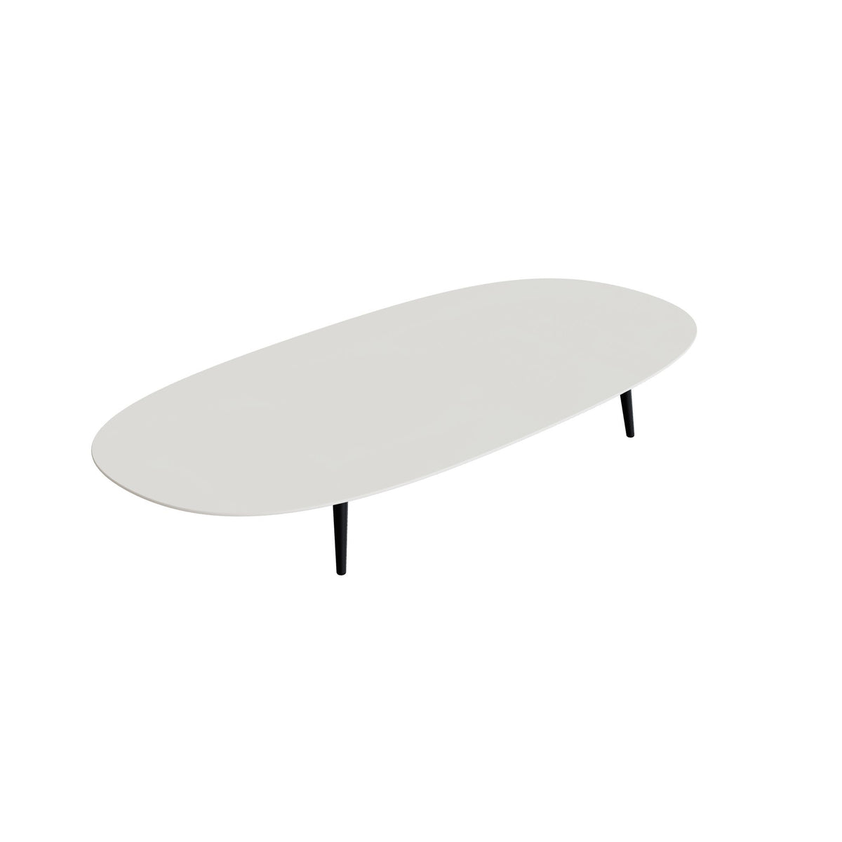 Royal Botania Styletto Loungetisch niedrig Super-Ellipse 250 x 120 cm, Alu anthrazit, Keramik weiß (white)
