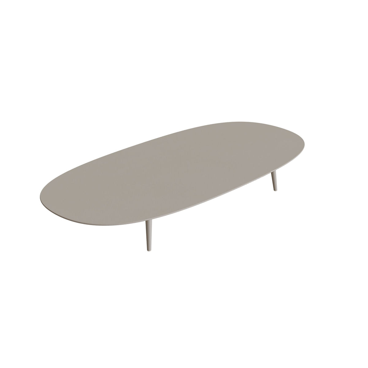 Royal Botania Styletto Loungetisch niedrig Super-Ellipse 250 x 120 cm, Alu pebble, Keramik perlgrau (Pearl Grey)