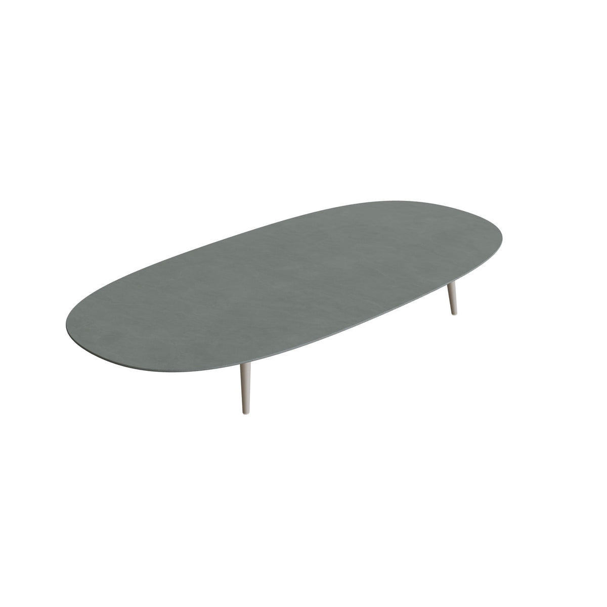 Royal Botania Styletto Loungetisch niedrig Super-Ellipse 250 x 120 cm, Alu pebble, Keramik steingrün (Verdezza Amazon)