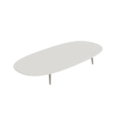 Royal Botania Styletto Loungetisch niedrig Super-Ellipse 250 x 120 cm, Alu pebble, Keramik weiß (white)