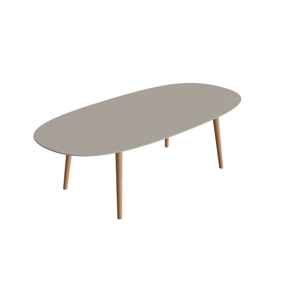 Royal Botania Styletto Esstisch Super-Ellipse 250 x 120 cm, Teakbeine, Keramik perlgrau (Pearl Grey)
