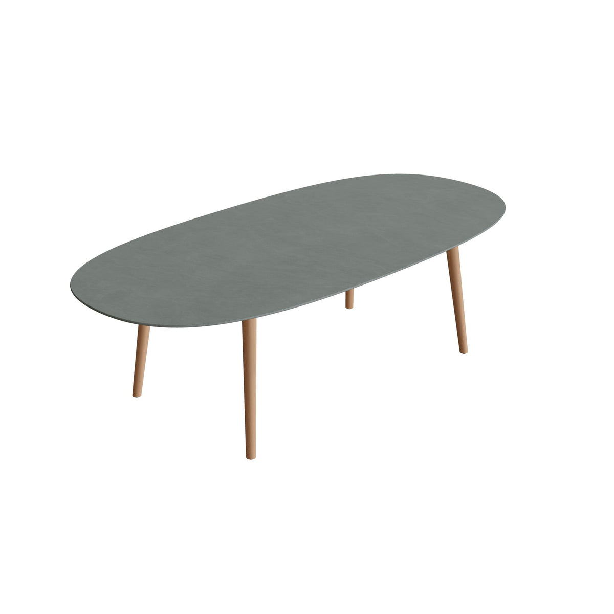 Royal Botania Styletto Esstisch Super-Ellipse 250 x 120 cm, Teakbeine, Keramik steingrün (Verdezza Amazon)