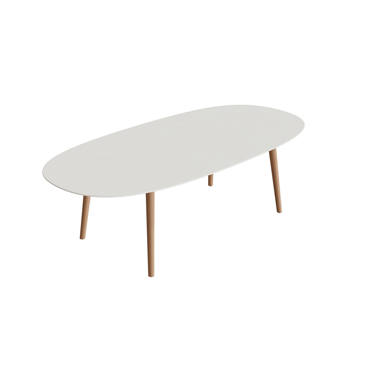 Royal Botania Styletto Esstisch Super-Ellipse 250 x 120 cm, Teakbeine, Keramik weiß (white)