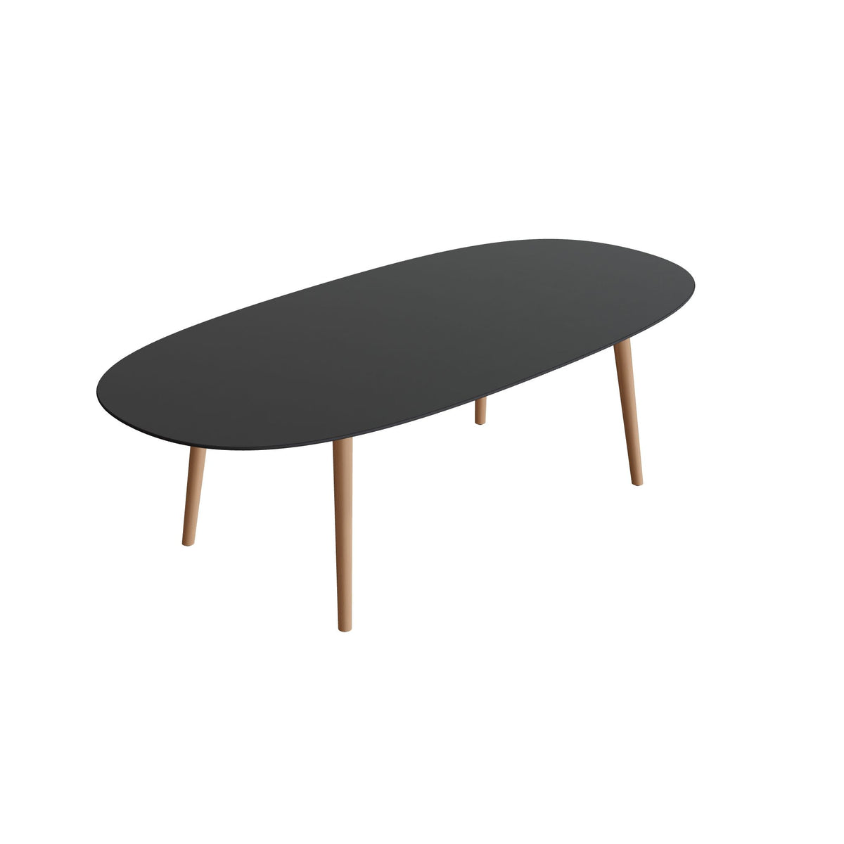 Royal Botania Styletto Esstisch Super-Ellipse 250 x 120 cm, Teakbeine, Keramik schwarz (black)