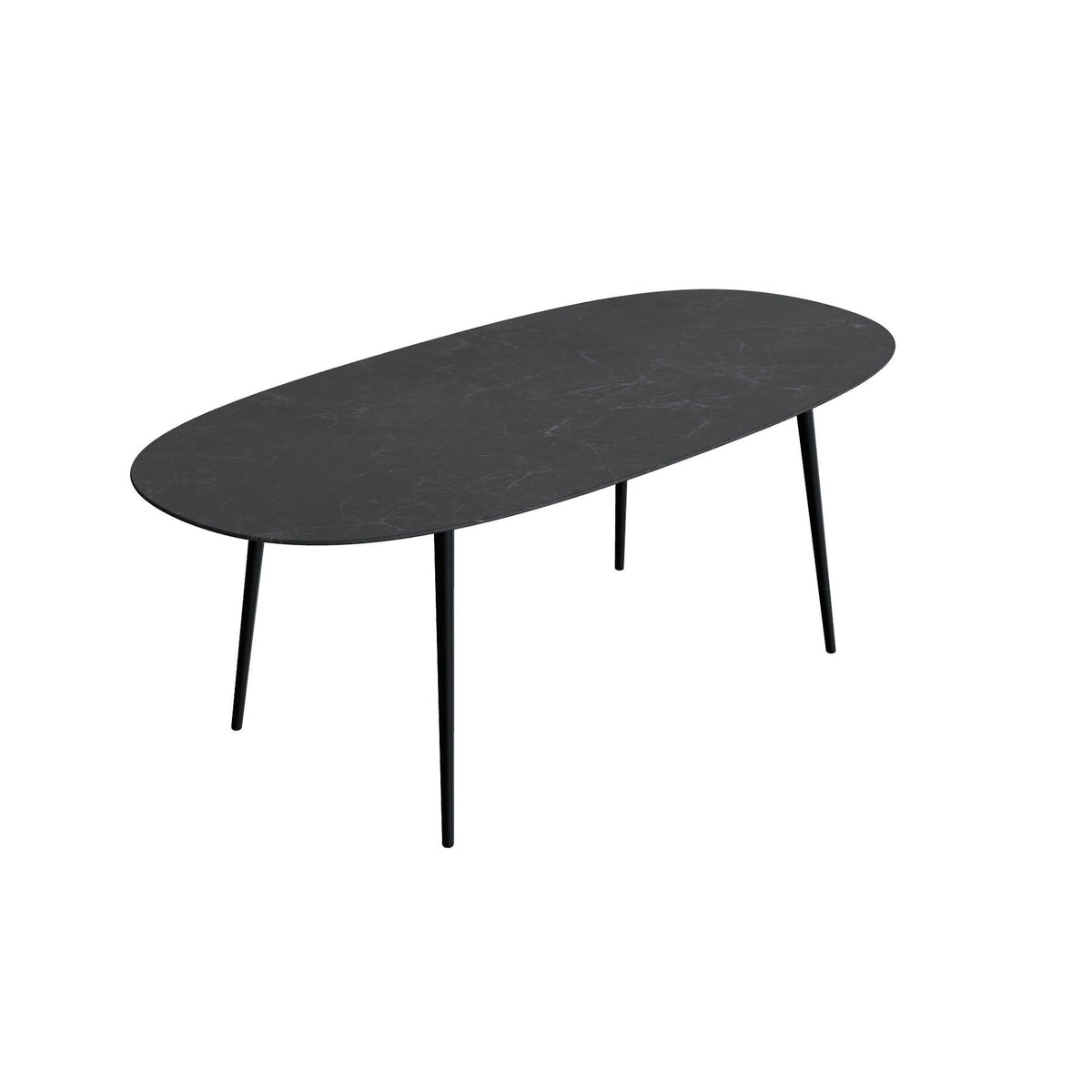 Royal Botania Styletto Thekentisch Super-Ellipse 250 x 120 cm – Alu pebble · Keramik weiß (white)