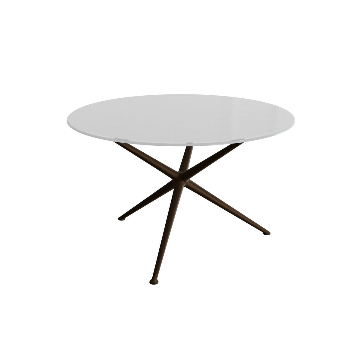 Royal Botania Exes Tisch rund 120 cm – bronze · Glas Ondula pebble