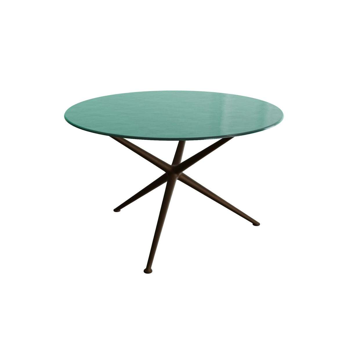 Royal Botania Exes Tisch rund 120 cm – bronze · Glas Ondula verde