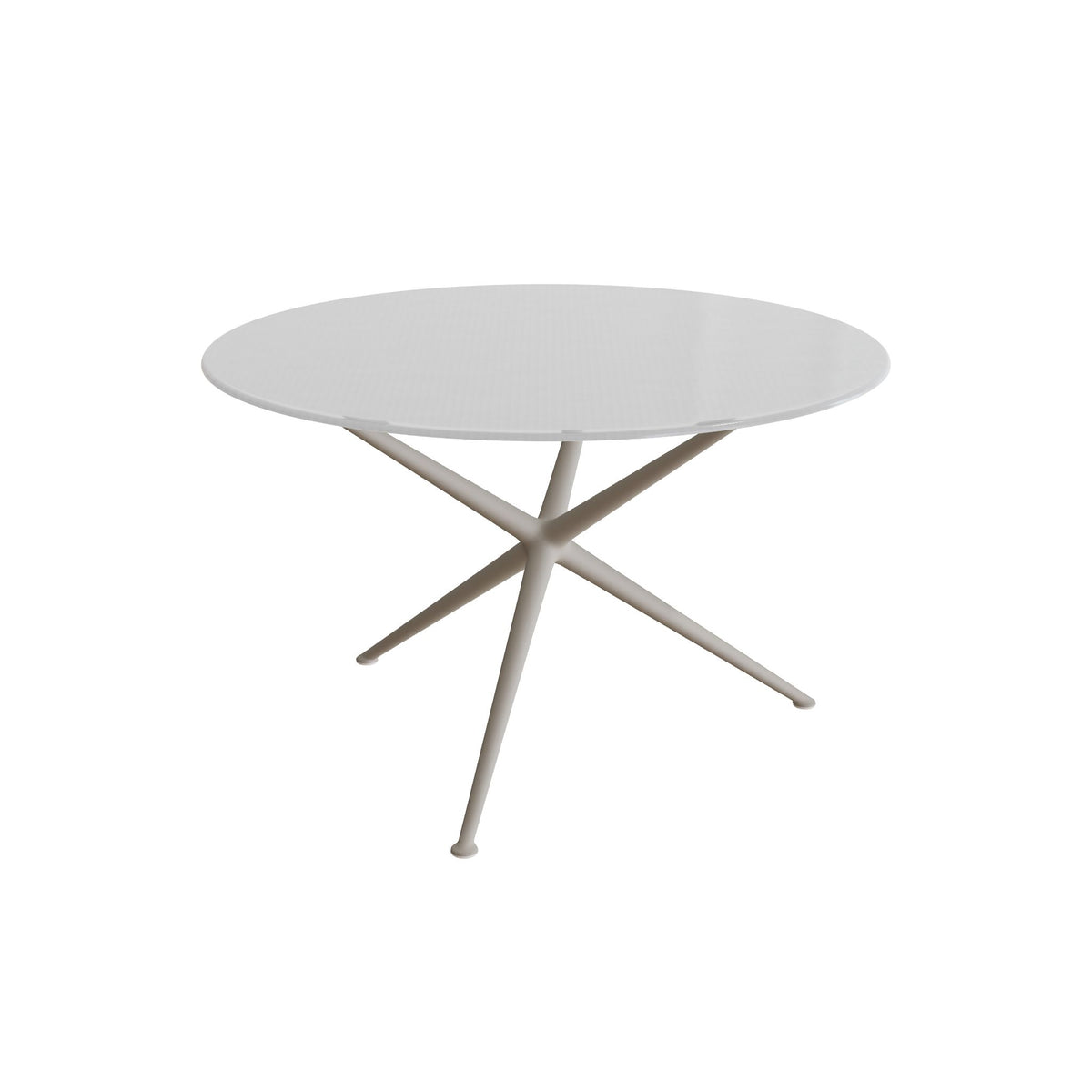 Royal Botania Exes Tisch rund 120 cm, Gestell pebble, Glas Ondula pebble