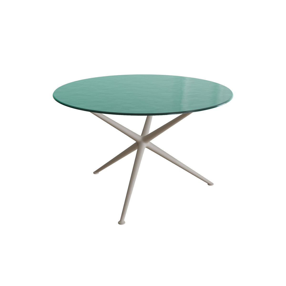 Royal Botania Exes Tisch rund 120 cm, Gestell pebble, Glas Ondula verde