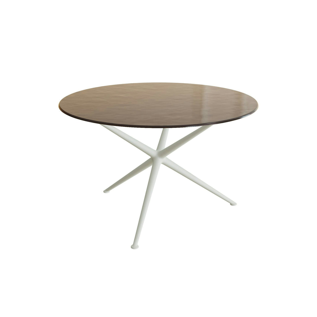 Royal Botania Exes Tisch rund 120 cm – weiß · Glas Ondula bronzo
