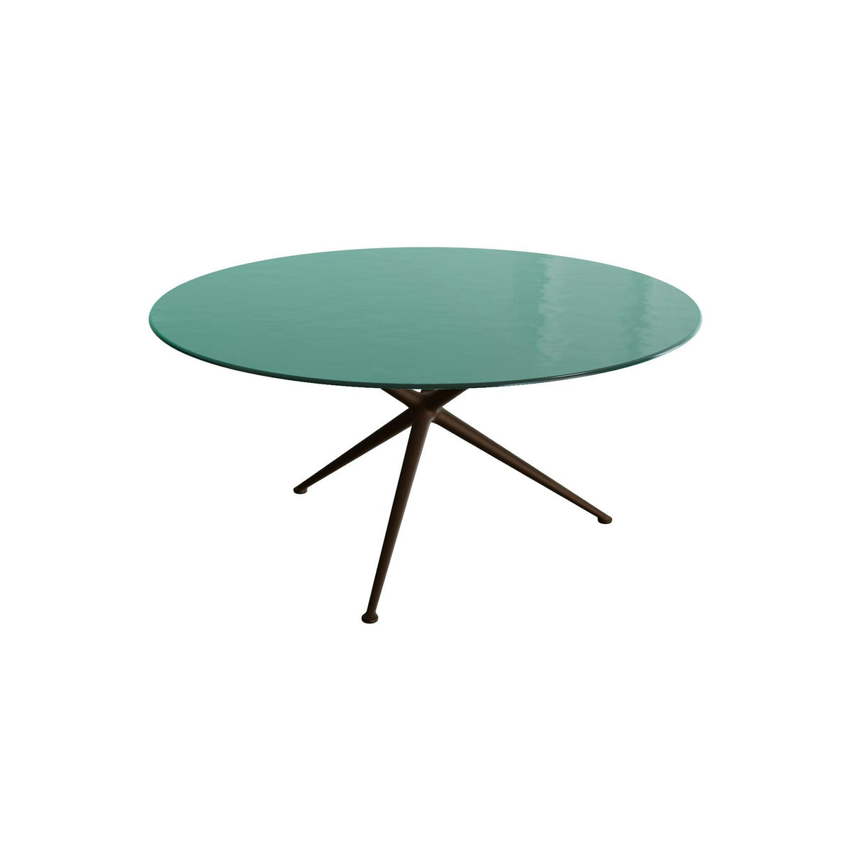 Royal Botania Exes Tisch rund 160 cm – bronze · Glas Ondula verde