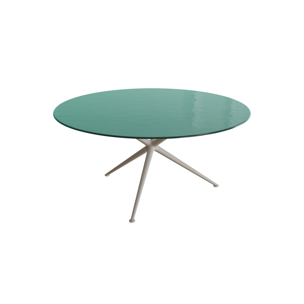 Royal Botania Exes Tisch rund 160 cm, Gestell pebble, Glas Ondula verde