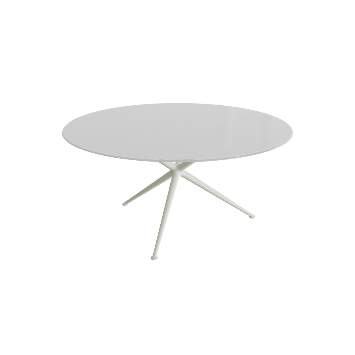 Royal Botania Exes Tisch rund 160 cm – weiß · Glas Ondula pebble