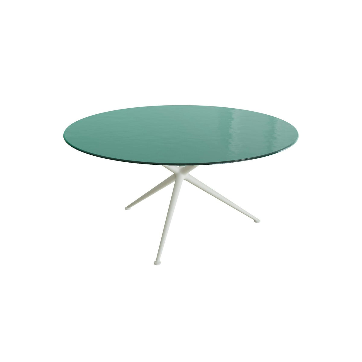 Royal Botania Exes Tisch rund 160 cm – weiß · Glas Ondula verde