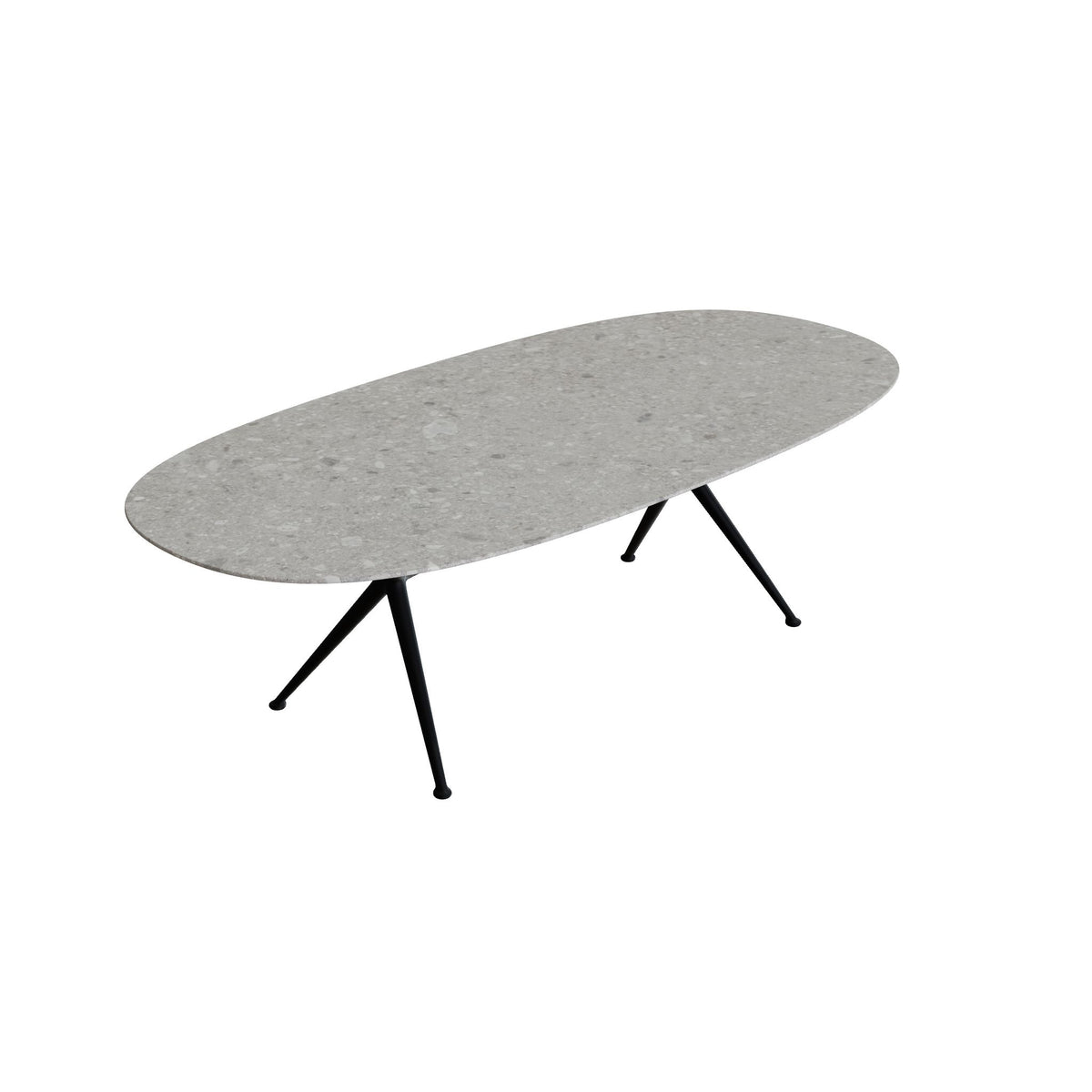 Royal Botania Exes Tisch Super-Ellipse 250 x 120 cm, Gestell anthrazit, Keramik grau gemustert (Ceppo Dolomitica)