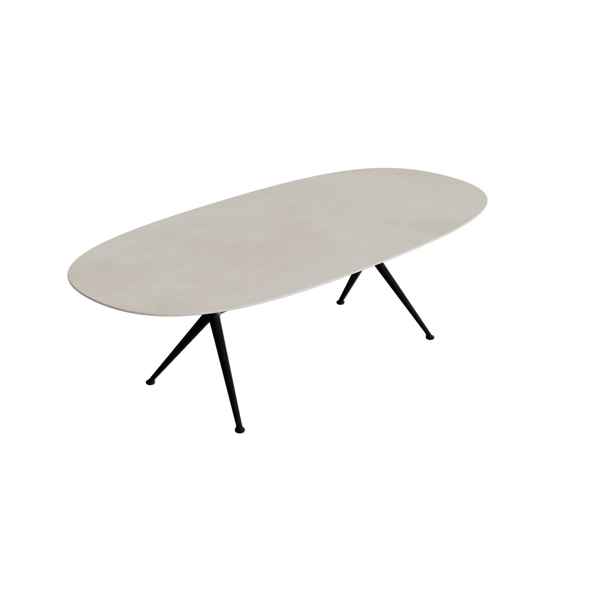 Royal Botania Exes Tisch Super-Ellipse 250 x 120 cm, Gestell anthrazit, Keramik zementgrau (Cemento Luminoso)
