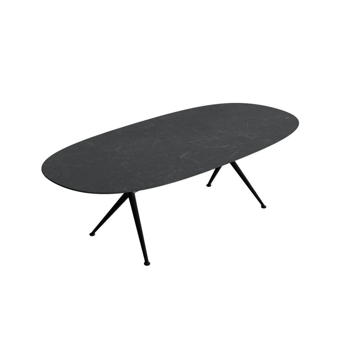 Royal Botania Exes Tisch Super-Ellipse 250 x 120 cm – anthrazit · Keramik schwarz geädert (Nero Marquina)